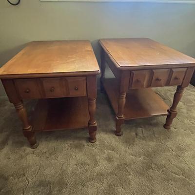 Pair of Solid Wood End Tables