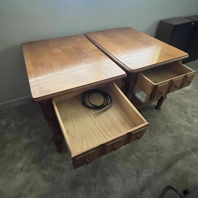 Pair of Solid Wood End Tables