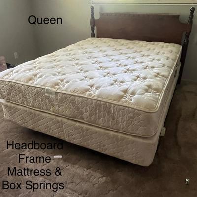 QueenHeadboard & Sealy Mattress Set With Frame