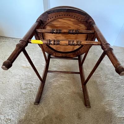 3 Vintage Victorian Velveteen Chairs Maple Oak, ( there are 2 more in lot 36, they are slightly taller at 33.5 inches)