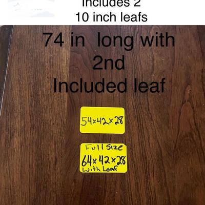 Pennsylvania House Dining Table with 2 leafs Can be 54, 64, or 74 inches long!