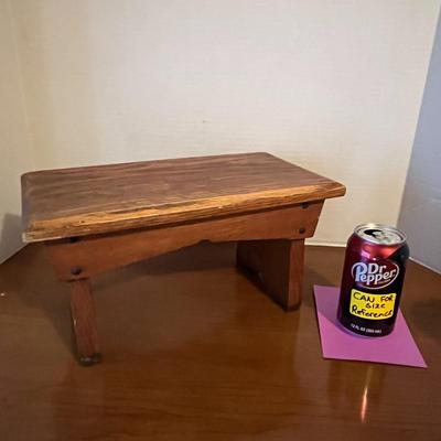 Vintage MCM Wood Magazine Holder and Small Stool