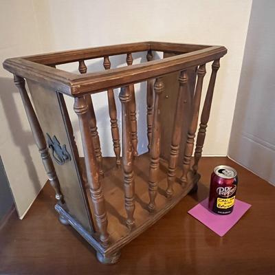 Vintage MCM Wood Magazine Holder and Small Stool