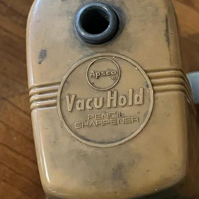 Vintage Vacu Hold Pencil Sharpener & Desk set