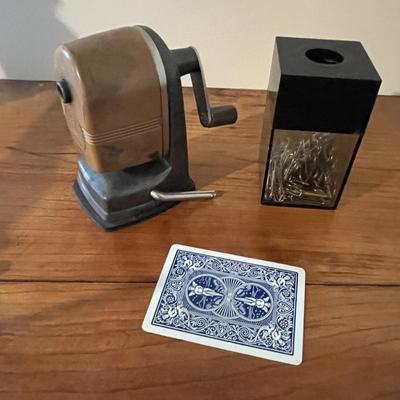 Vintage Vacu Hold Pencil Sharpener & Desk set