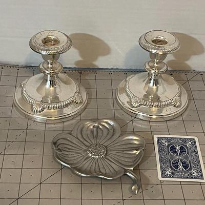 Candle sticks and small serving dish