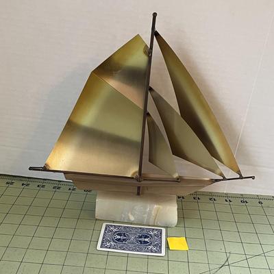 John DeMott Brass Sailboat Sculpture