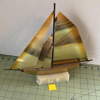 John DeMott Brass Sailboat Sculpture