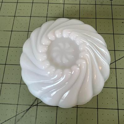 Milk Glass Pear Dish & Scalloped Bowl Set