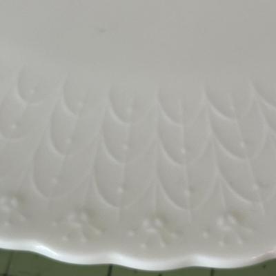 White Embossed Dinner & Dessert Plate Set with Server