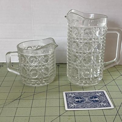 Pressed Glass Pitcher & Creamer Set with Tray
