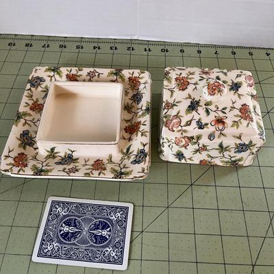 Floral Chintz Covered Butter Dish