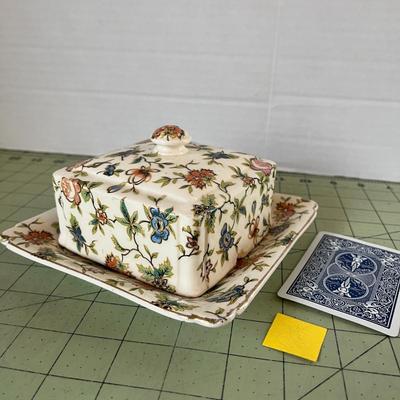 Floral Chintz Covered Butter Dish