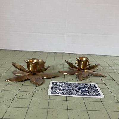 Copper Flower Candle Holders – Pair