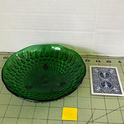 Emerald Green Pressed Glass Bowl