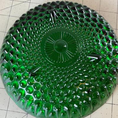 Emerald Green Pressed Glass Bowl