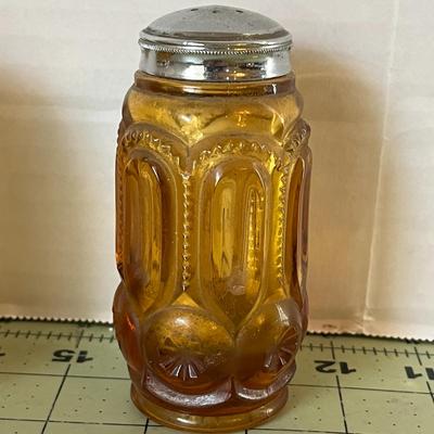 Amber Pressed Glass Salt & Pepper Shakers