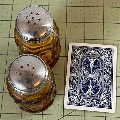Amber Pressed Glass Salt & Pepper Shakers
