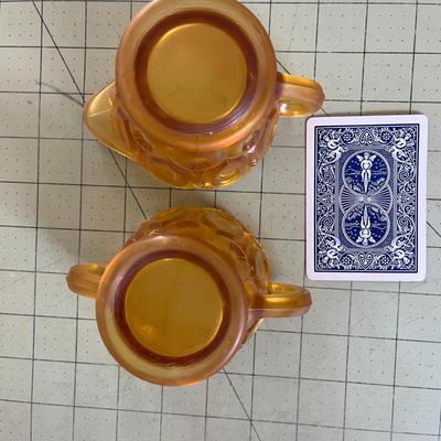 Amber Pressed Glass Creamer & Sugar Set