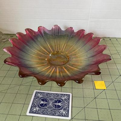 Carnival Glass Ruffled Edge Bowl
