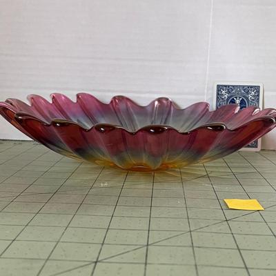 Carnival Glass Ruffled Edge Bowl