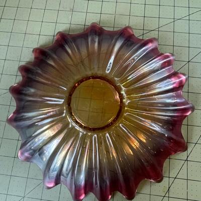 Carnival Glass Ruffled Edge Bowl