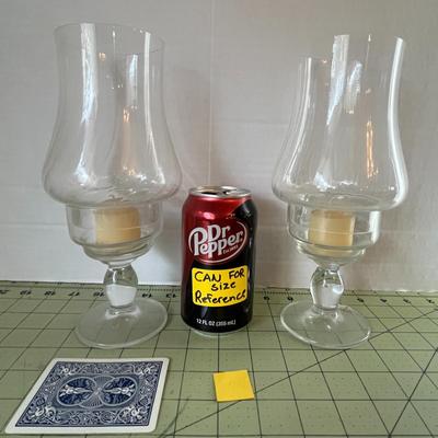 Glass Hurricane Candle Holders – Pair