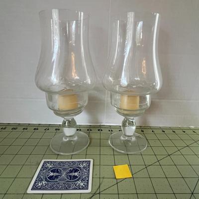 Glass Hurricane Candle Holders – Pair