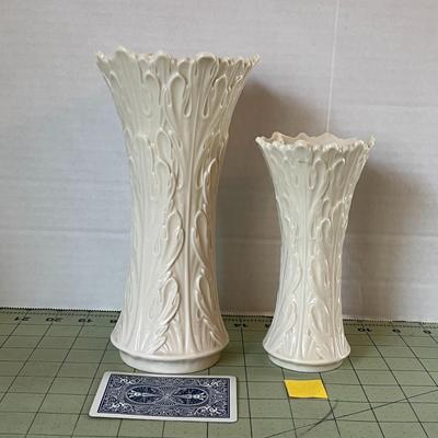 Textured Lennox China Ivory Ceramic Vase Set