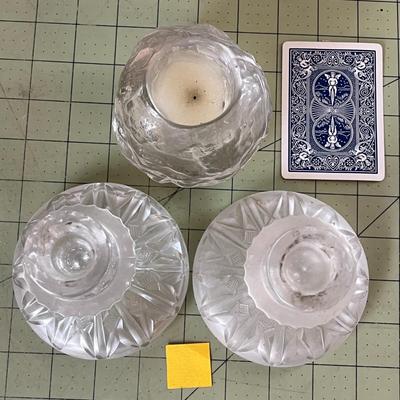 Cut Glass Candle Holders Trio