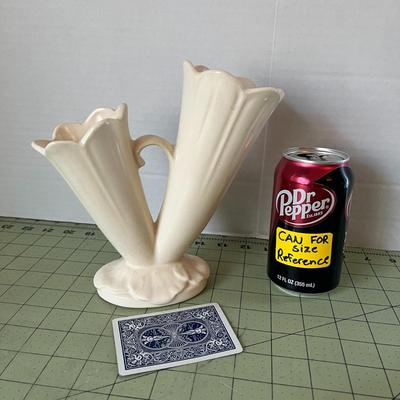 Ivory Double Trumpet Ceramic Vase