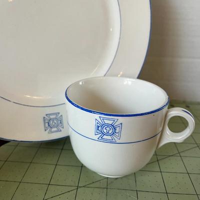Vintage Stinthal Blue Cross Plate & Cup Set