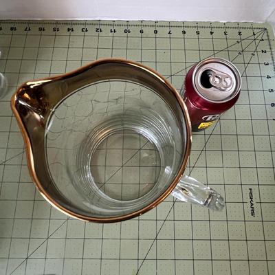Gold Rim Glassware Pitcher Set