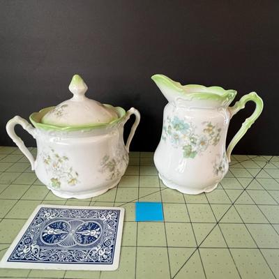 Antique Floral Sugar & Creamer Set