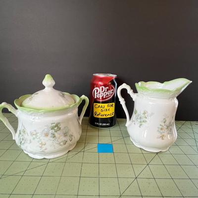 Antique Floral Sugar & Creamer Set