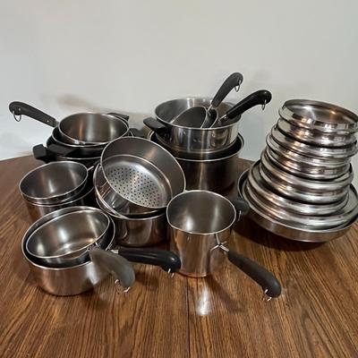Large Stainless Steel REVERE WARE Cookware Set – 26Pieces w/ Lids & Steamer Insert