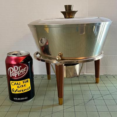 Vintage Mid-Century Modern Buffet Server – Atomic Era Chafing Dish with Stand & Forks