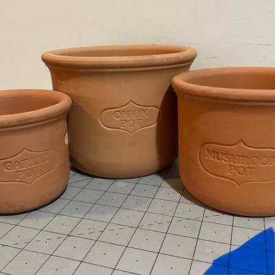 Set of 3 Terracotta Herbs Storage Pots