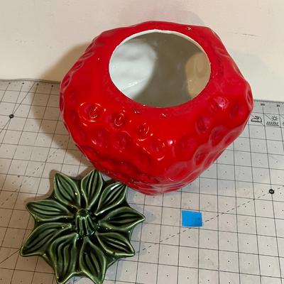 Vintage Ceramic Strawberry Cookie Jar – Large Red Fruit Kitchen Canister
