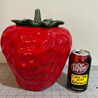 Vintage Ceramic Strawberry Cookie Jar – Large Red Fruit Kitchen Canister