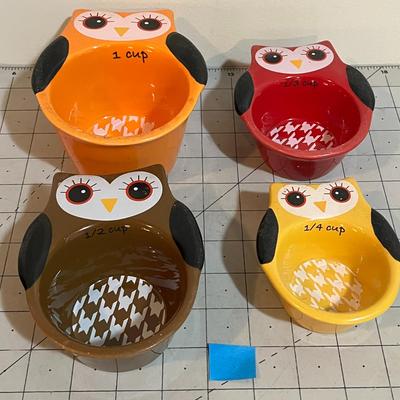 Owl Measuring Cup Set – Colorful Ceramic 4-Piece Set (1 Cup to 1/4 Cup)
