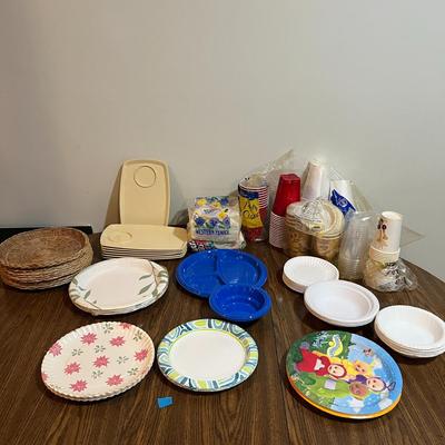 Huge Party Supply Lot – Plates, Cups, Napkins, Trays & More