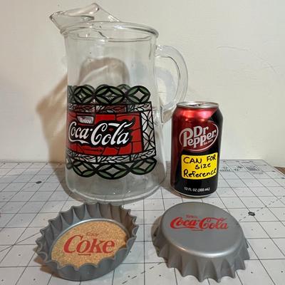 Coca-Cola Collectible Set – 1999 Santa Pack Bottles, Pitcher & Bottle Cap Coasters