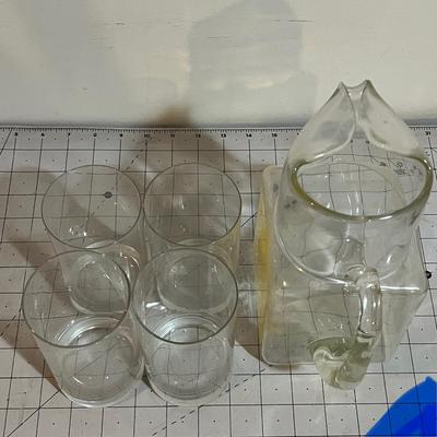 Vintage Glass Pitcher & 4 Tumbler Set – Sunshine Iced Tea Theme