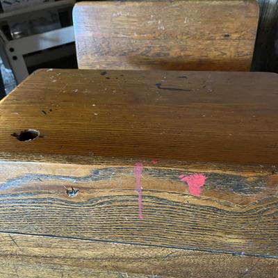 Vintage Cast Iron and Wood School Desk