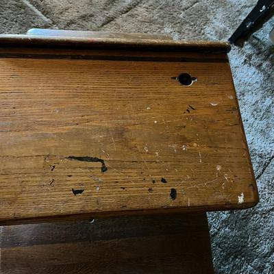 Vintage Cast Iron and Wood School Desk