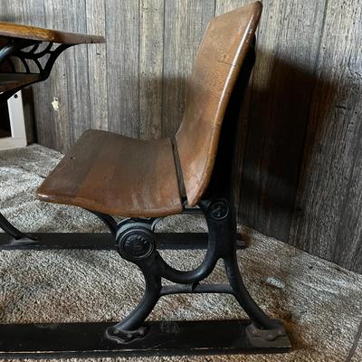 Vintage Cast Iron and Wood School Desk
