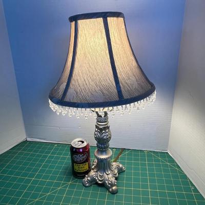 Table Lamp with Fabric Shade and Beaded Trim