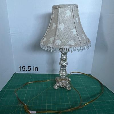 Table Lamp with Fabric Shade and Beaded Trim