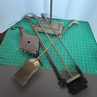Vintage Brass Fireplace Tool Set